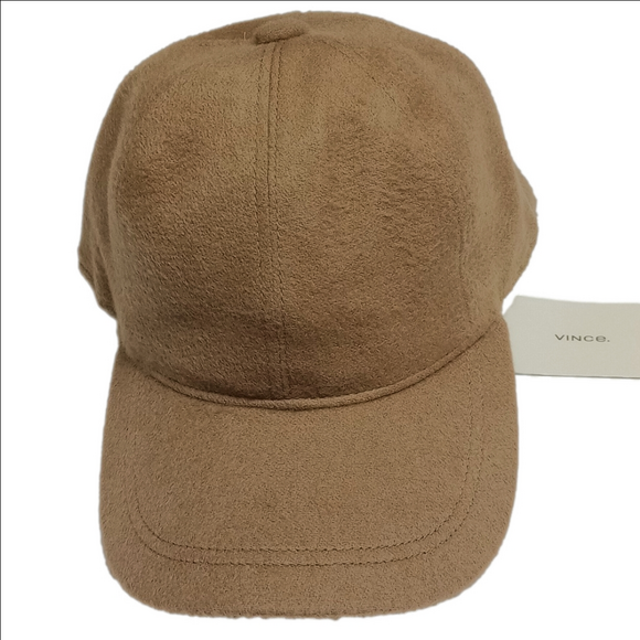 🆕 VINCE TAN CAMEL MERINO WOOL CASHMERE  BLEND UNISEX BASEBALL CAP▪️S/M - Picture 2 of 8